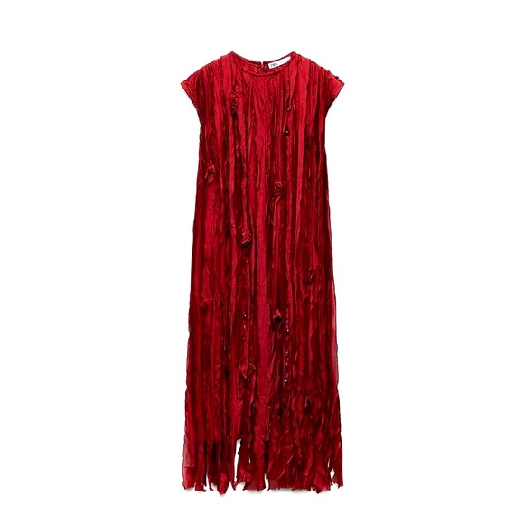 Zara Beaded ruffle dress. Round neck, sleeveless dress size Large! - Picture 6 of 10